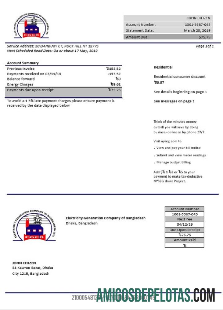 Empresa de geração de eletricidade de Bangladesh de Bangladesh amostra